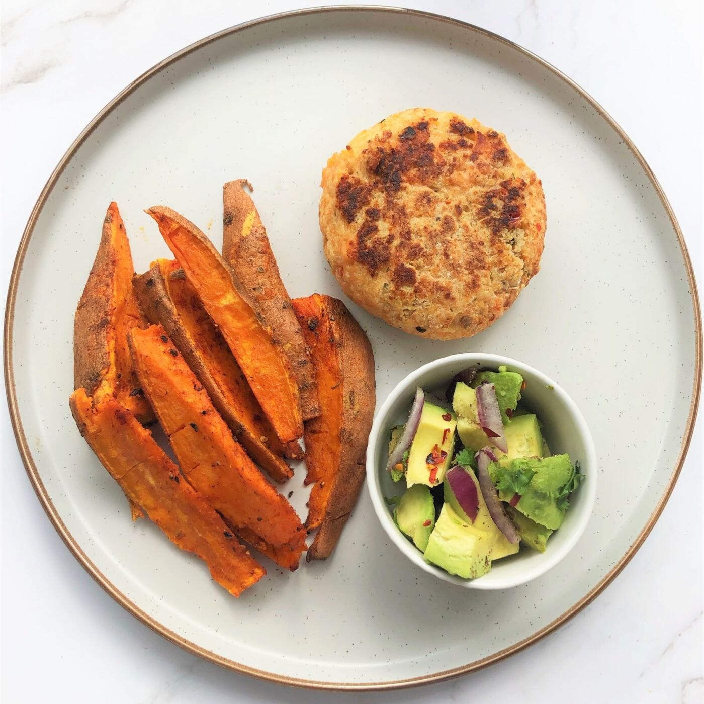 Sweet Chilli Salmon Burgers with Avocado Salsa